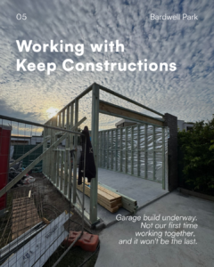 On-site construction at Bardwell Park in collaboration with Keep Construction — garage build underway